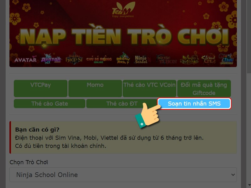 Nạp SMS Ninja School