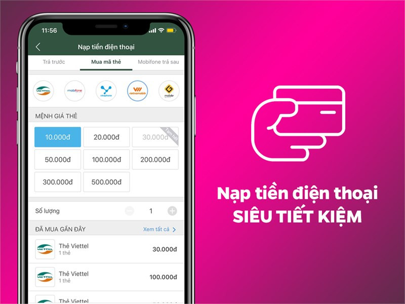 Nạp tiền điện thoại nhanh, tiết kiệm