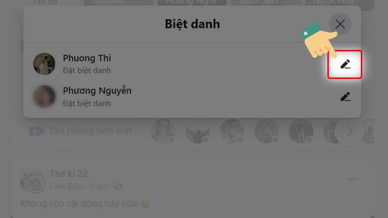 Nhấn biểu tượng bút chì