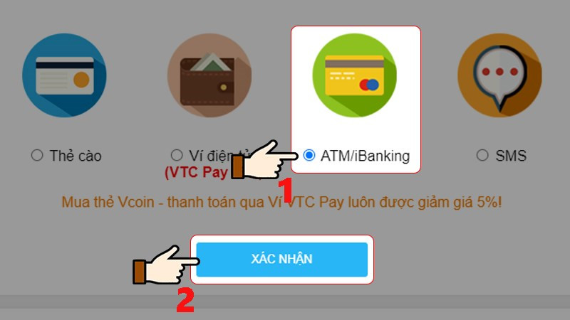 Nhấn chọn mục ATM/ iBanking &gt; Chọn Xác nhận