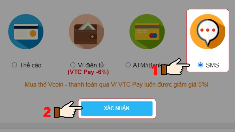 Nhấn chọn mục SMS &gt; Chọn Xác nhận