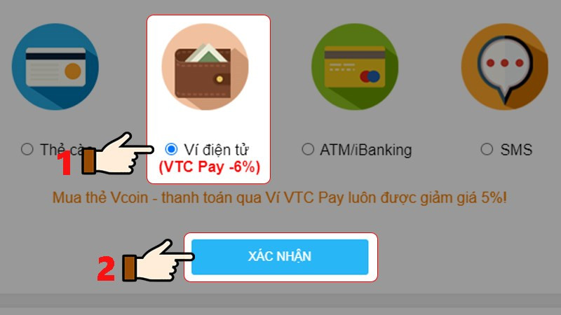 Nhấn chọn mục Ví điện tử &gt; Chọn Xác nhận