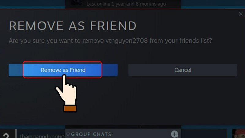 Nhấn chọn Remove as Friend lần nữa để hủy kết bạn