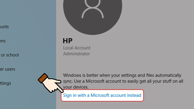 Nhấn chọn Sign in with a Microsoft account instead