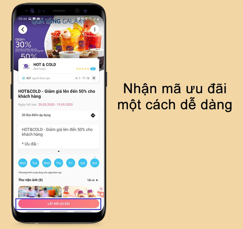 Nhận mã ưu đãi dễ dàng trên ứng dụng Quà tặng Galaxy