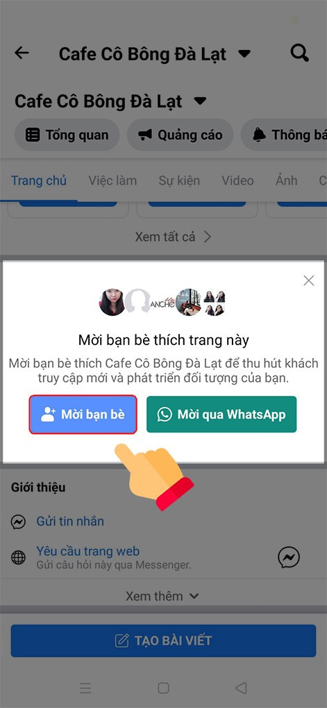 Nhấn nút Mời bạn bè