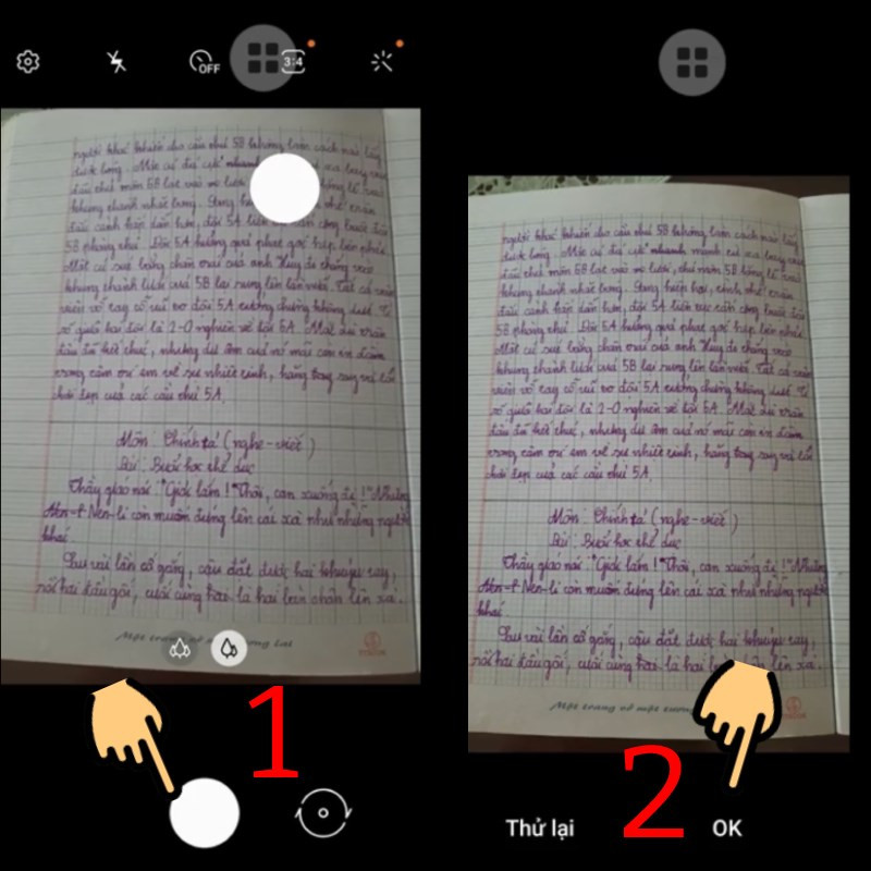 Nhấn nút tròn màu trắng để chụp ảnh và chọn OK