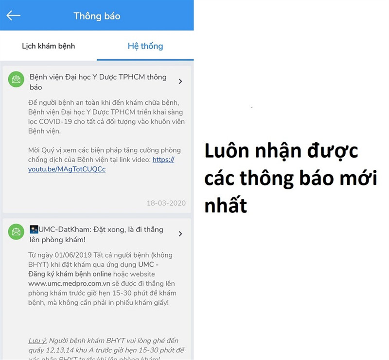 Nhận thông báo từ bệnh viện