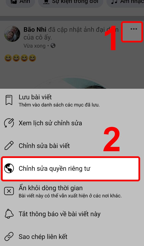 Nhấn vào biểu tượng 3 chấm trên bài viết