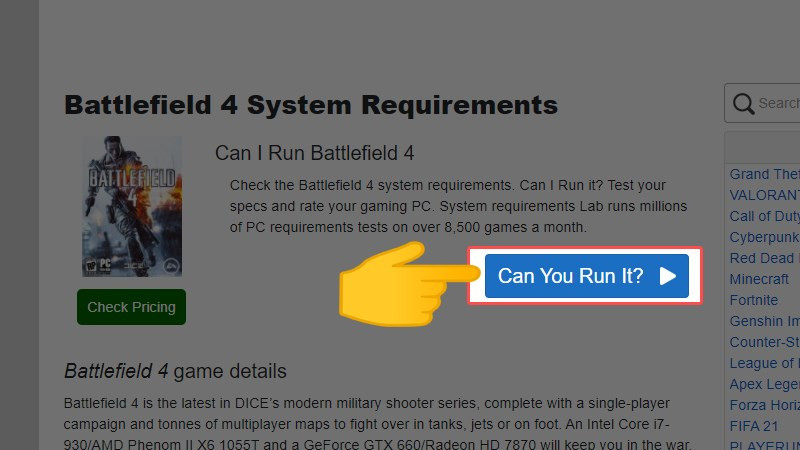  Nhấn vào Can You Run It
