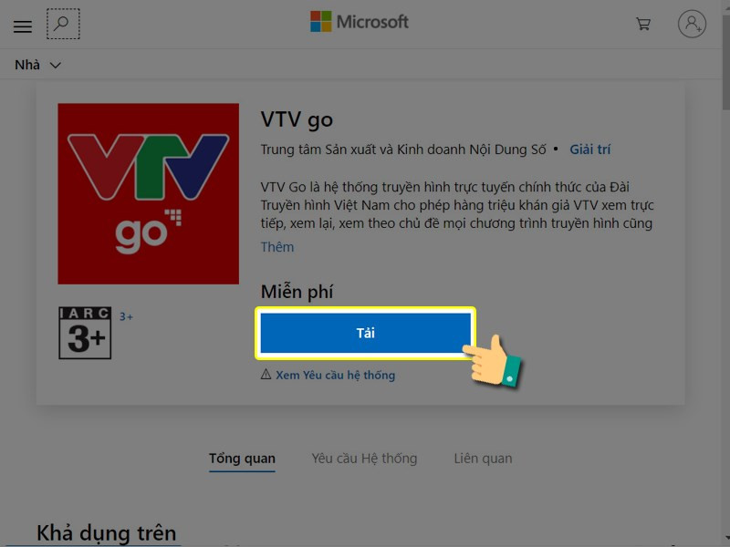 Nhấn vào nút Tải VTV Go