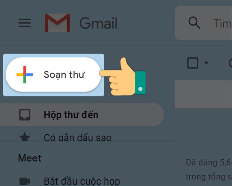 Nhấn vào soạn thư ở góc trái giao diện