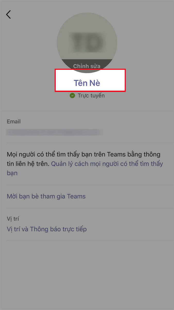 Nhấn vào tên hiển thị