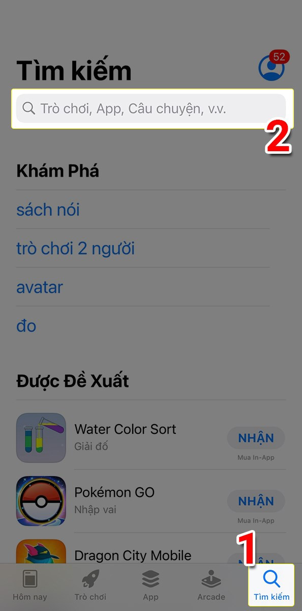 Nhấn vào thanh tìm kiếm