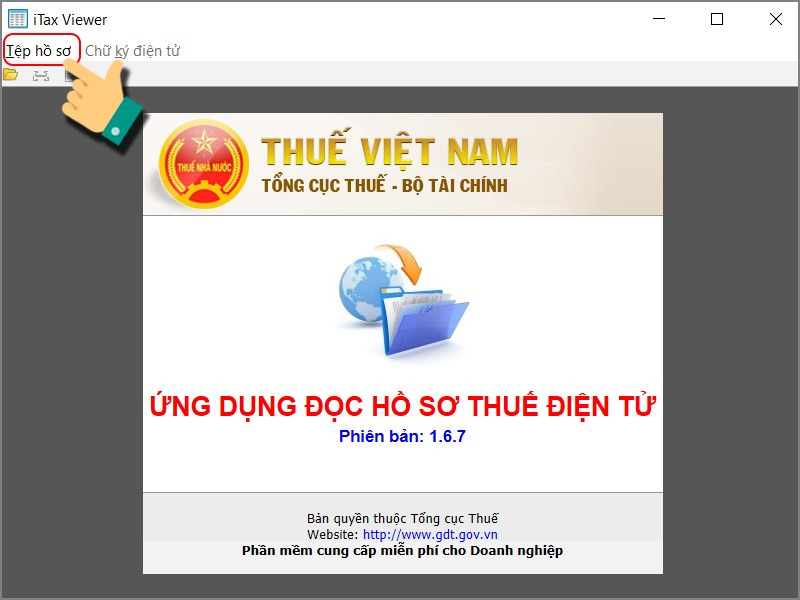 Nhấn v&agrave;o Tệp hồ sơ để mở file XML