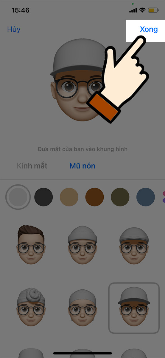 Nhấn "Xong" để lưu Memoji