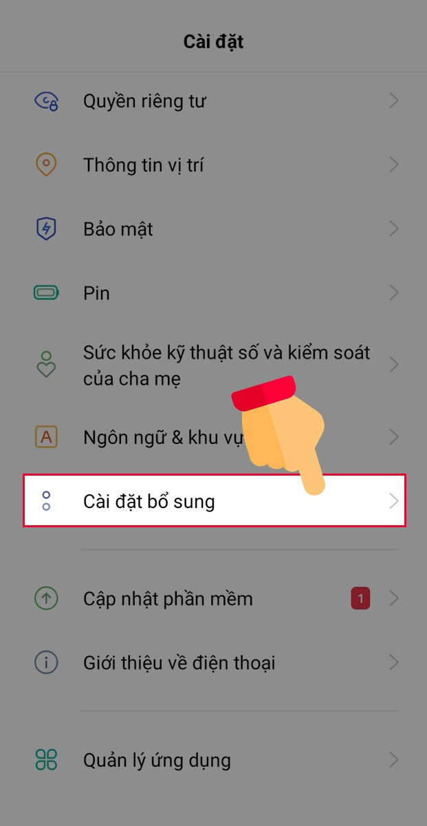 Nhấp chọn cài đặt bổ sung