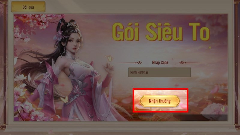 Nhập code game Kiếm Hiệp 4.0 bước 3