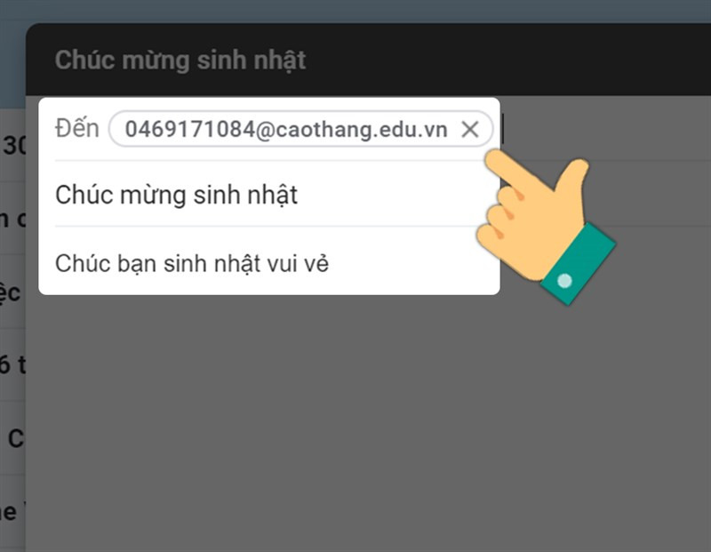 Nhập email người nhận và nội dụng email