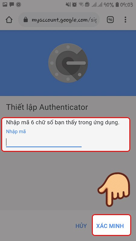 Nhập mã 6 chữ số bạn thấy trong ứng dụng