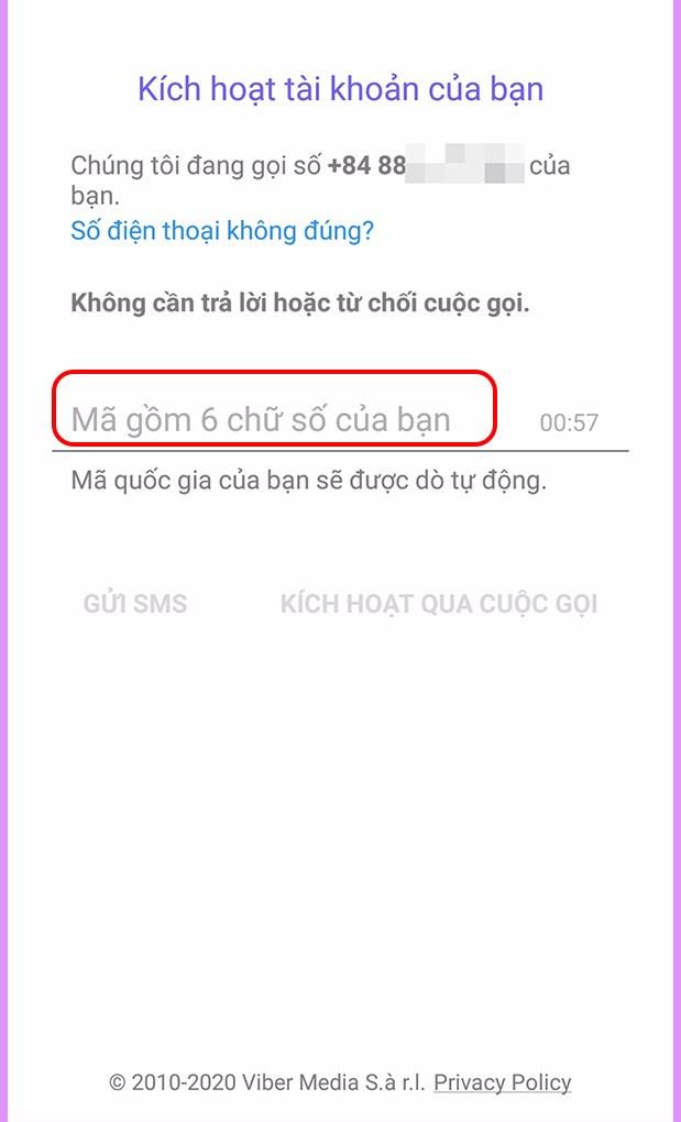 Nhập mã kích hoạt