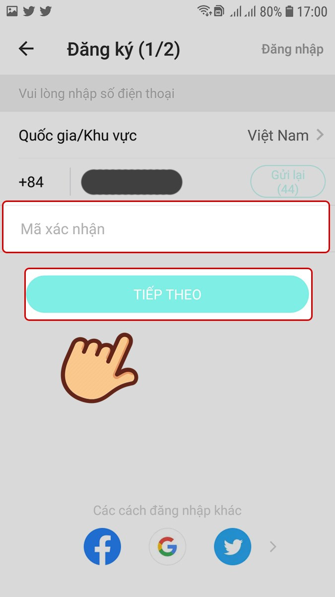 Nhập mã OTP Bigo Live