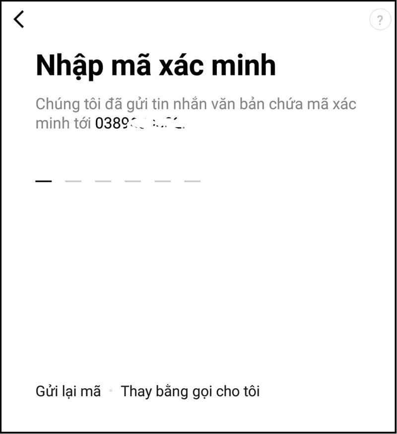 Nhập mã xác minh