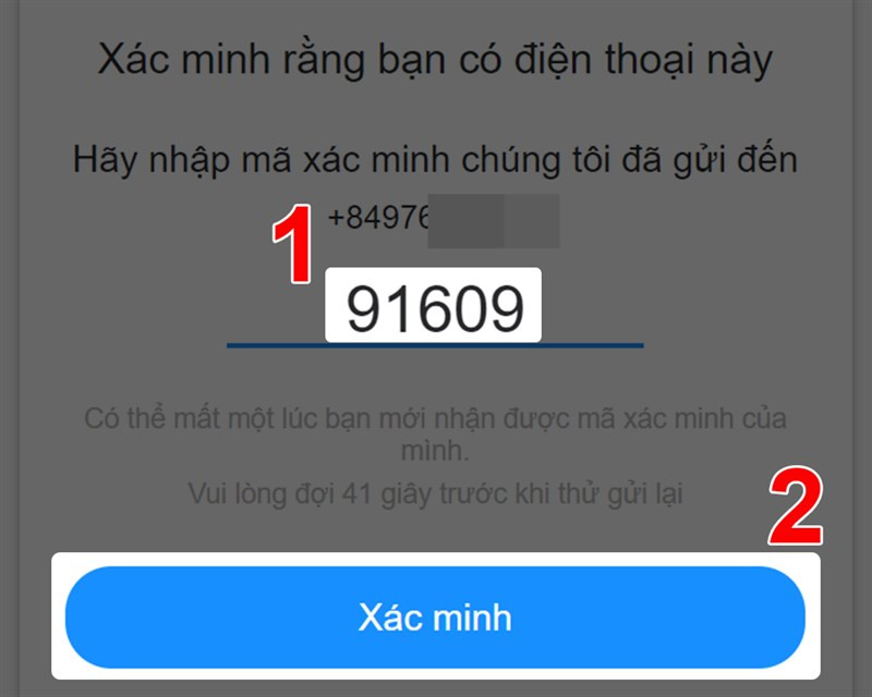 Nhập mã xác nhận