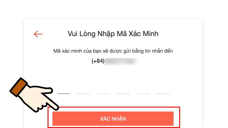 Nhập mã xác nhận trên máy tính