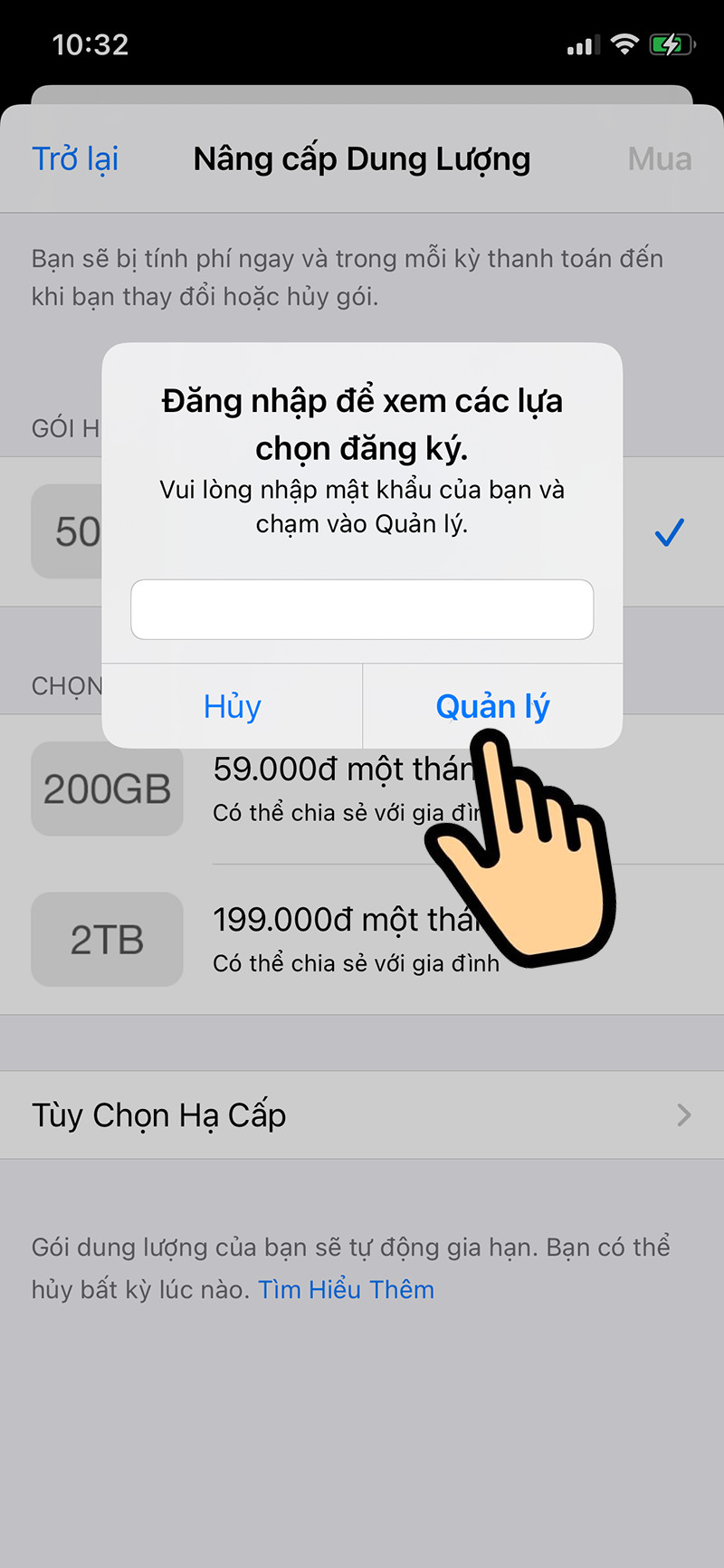 Nhập mật khẩu Apple ID