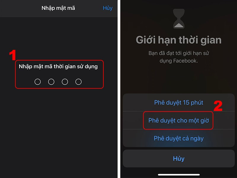 Nhập mật khẩu và chọn thời gian