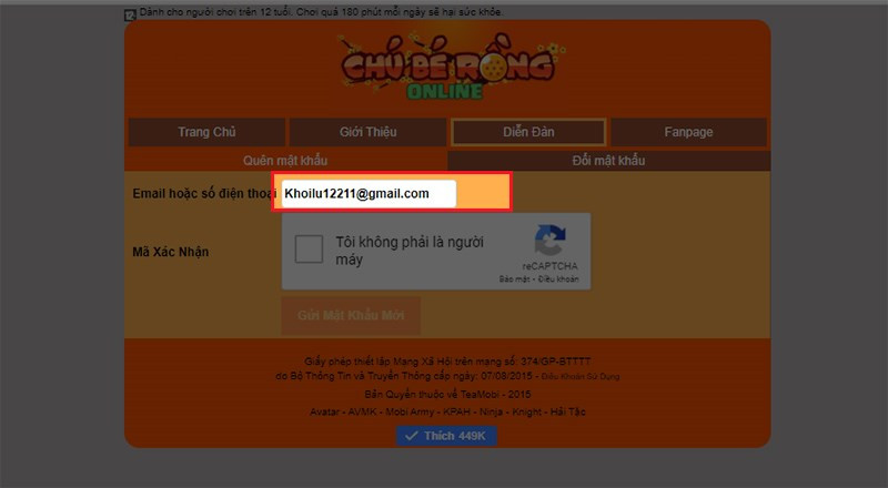 Nhập số điện thoại hoặc Email