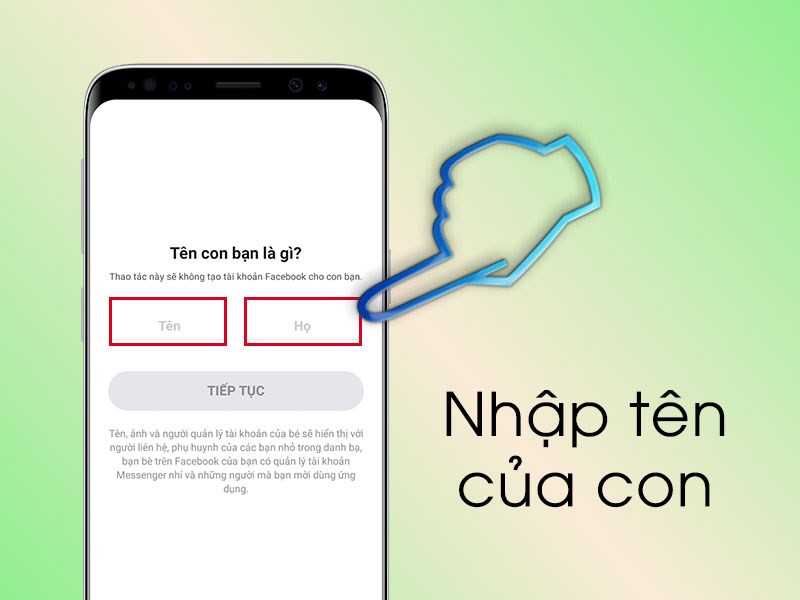 Nhập tên của con