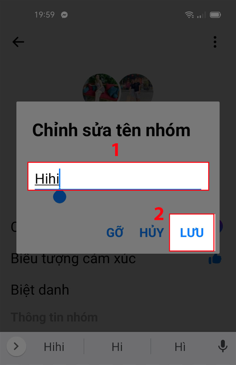 Nhập tên nhóm muốn đổi