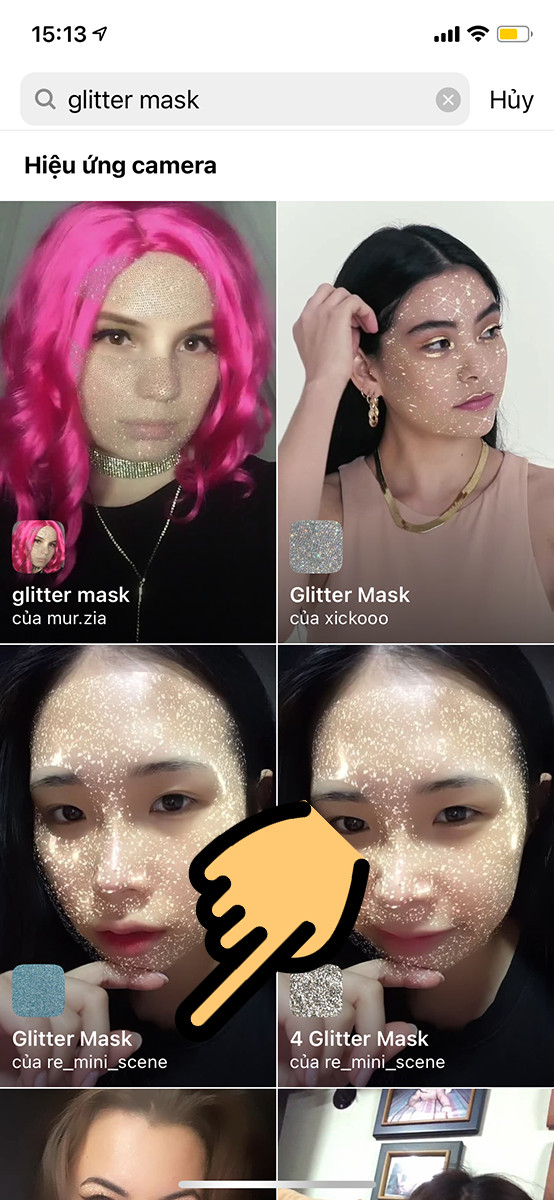 Nhập từ khóa "glitter mask"