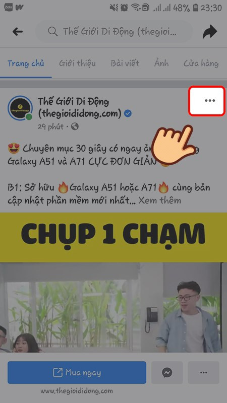 Nhấp vào dấu ba chấm ở bên trên bài viết, video, hình ảnh bạn muốn lấy link