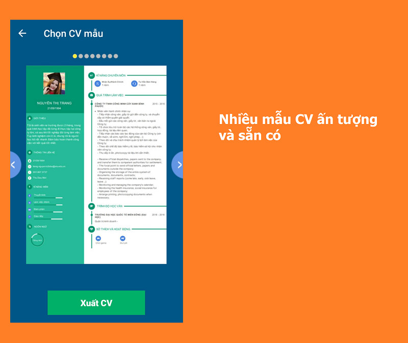 Nhiều mẫu CV ấn tượng c&oacute; sẵn tr&ecirc;n ứng dụng JobsGO