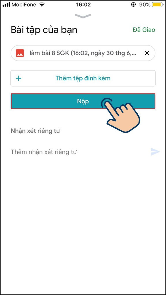 Nộp bài trên Google Classroom bằng điện thoại