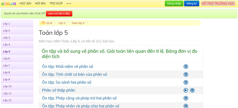 olm.vn - Học toán lớp 5 online