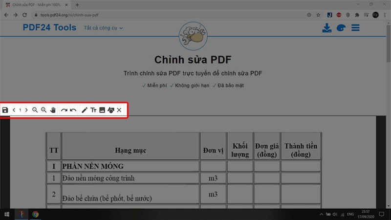 PDF24 Tools giao diện chỉnh sửa