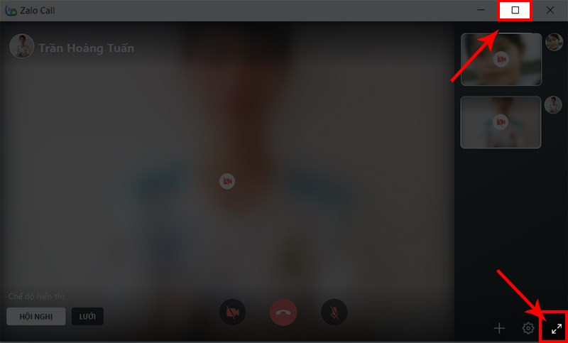 phóng to, thu nhỏ màn hình video call