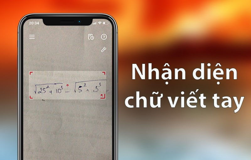 Photomath nhận diện chữ viết tay