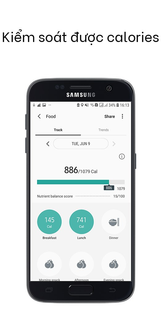 Quản lý chế độ dinh dưỡng với Samsung Health