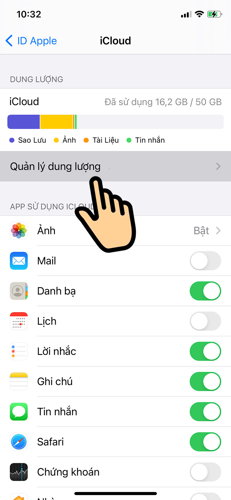 Quản lý dung lượng iCloud