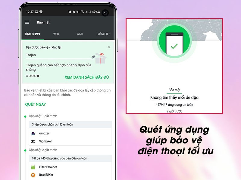 quét ứng dụng giúp bảo vệ điện thoại tối ưu
