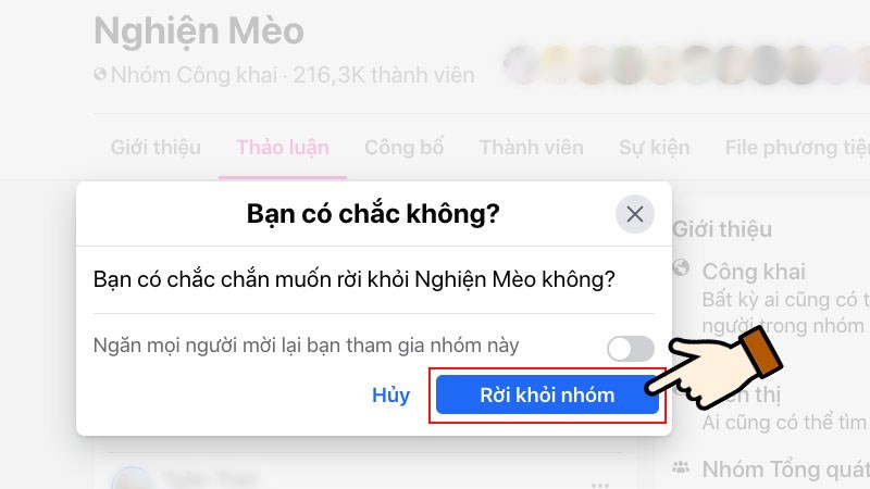 Rời khỏi nhóm Facebook trên máy tính