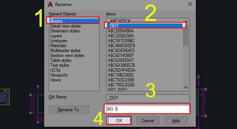 Hướng Dẫn Đổi Tên Block trong AutoCAD Siêu Đơn Giản