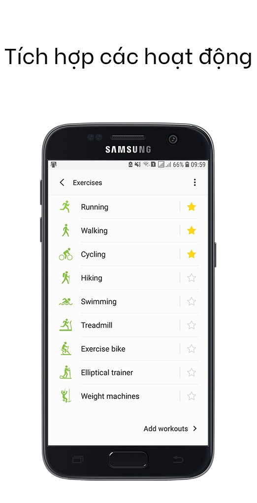 Samsung Health hỗ trợ nhiều môn thể thao