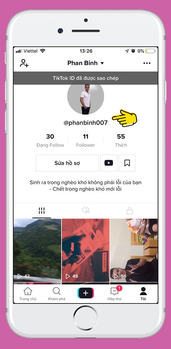 Sao chép ID TikTok của mình