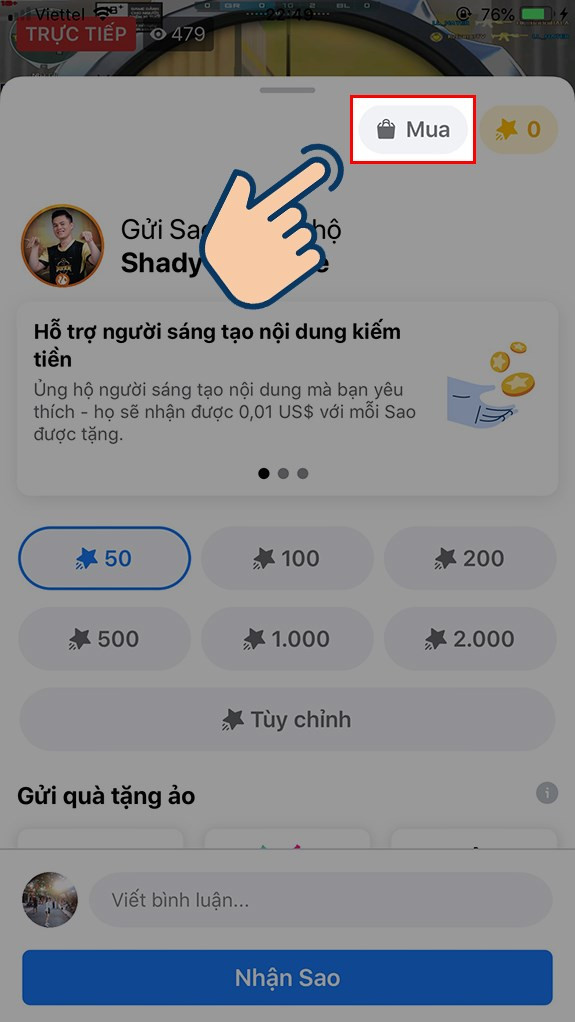 Sau đó chọn vào Mua